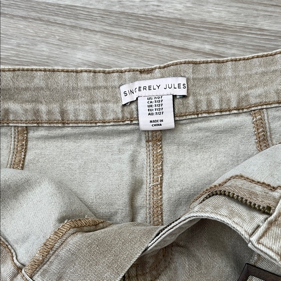 Sincerely Jules Beige Mini Skirt with Grommet Belt - Picture 3 of 4